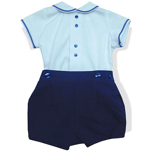 White Polo and Royal Blue Shorts Set